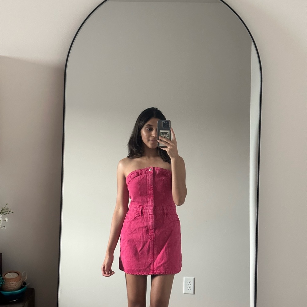 Zara pink denim dress